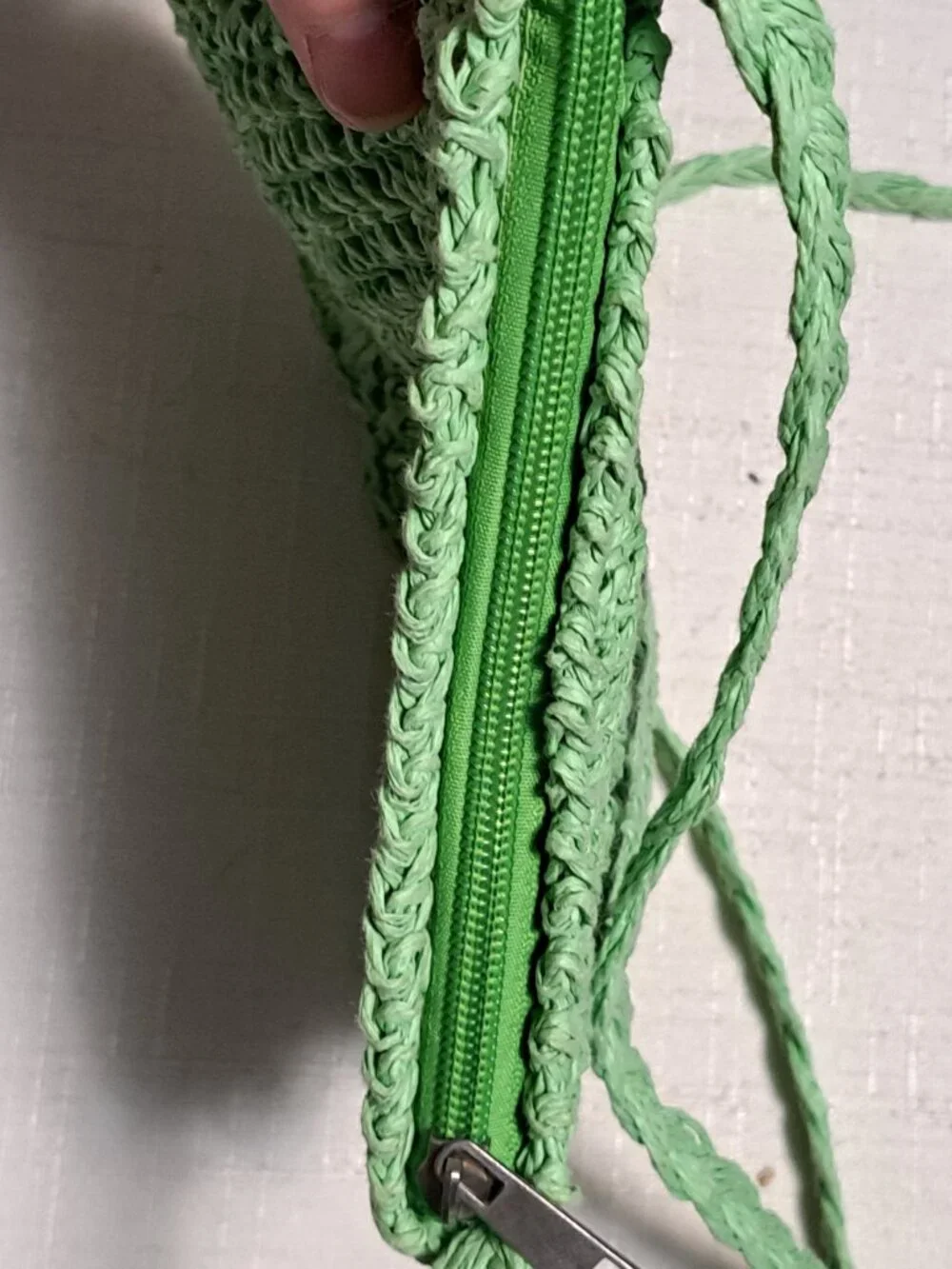 Bright Green Woven Paper Crissbody Purse
